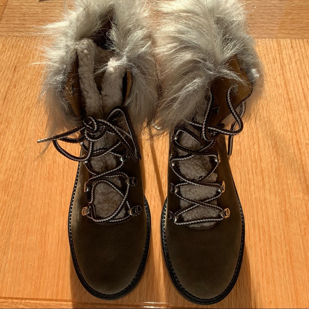 Nine West | Faux Fur Leather Lace Up Boots NWOT